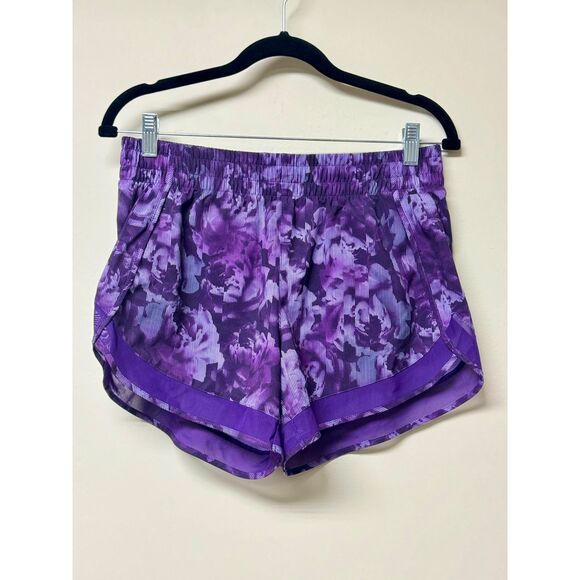 ATHLETA Purple Printed Mesh Racer Run Shorts, 4", Sz S - Picture 2 of 7